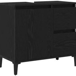 Kasten & Opbergmeubelen*vidaXL Badkamer Kast met lade 65 x 33 x 60 cm Bewerkt hout Zwart eiken