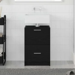 Meubelsets*vidaXL Badkamer Kast met lade 40 x 37 x 59 cm Bewerkt hout Zwart eiken