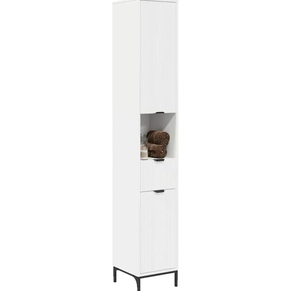 Badkamer Kast 31,5 x 33 x 190 cm Bewerkt hout & Metaal>vidaXL Outlet