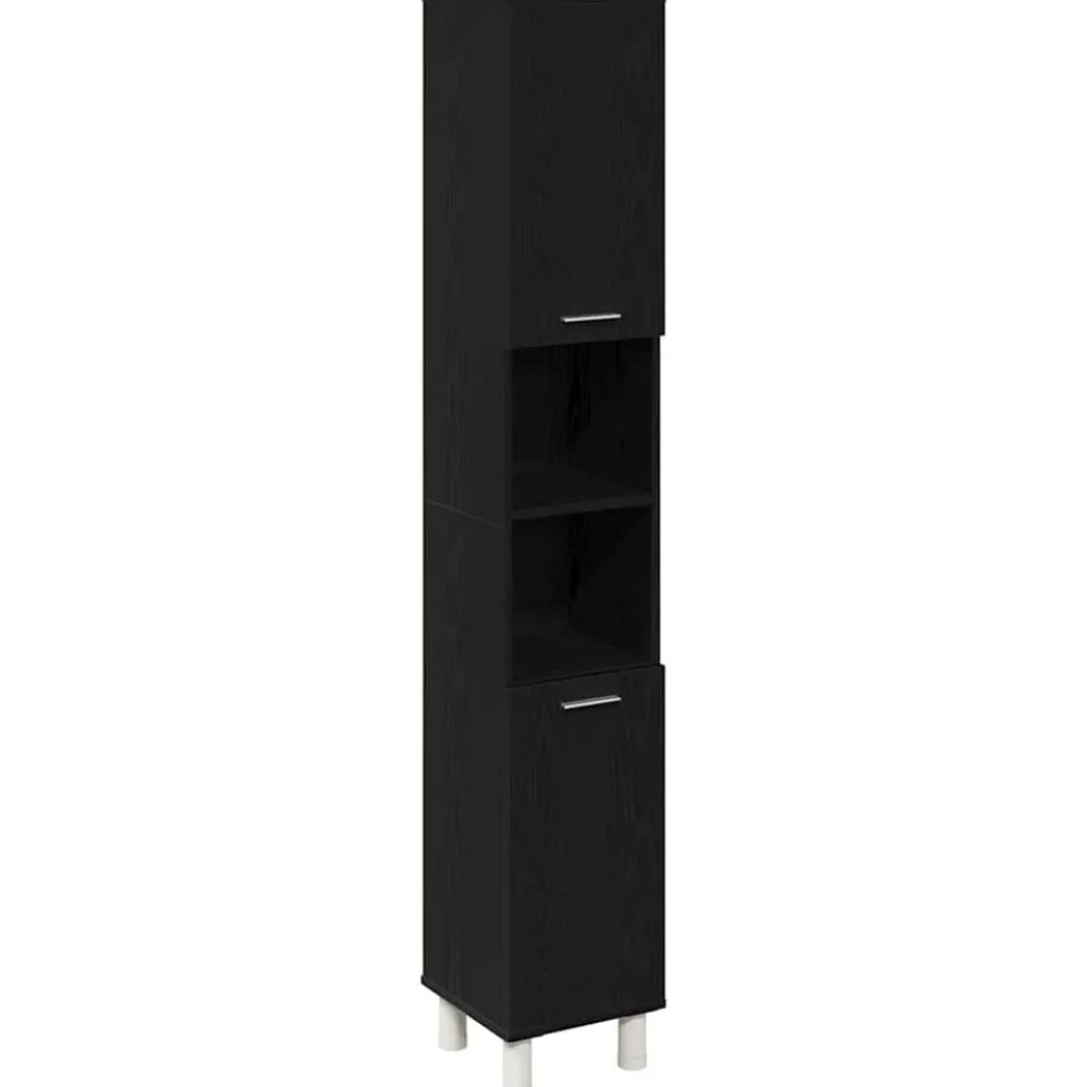 Meubelsets*vidaXL Badkamer Kast 30 x 30 x 179 cm Bewerkt hout Zwart eiken