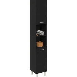Meubelsets*vidaXL Badkamer Kast 30 x 30 x 179 cm Bewerkt hout Zwart eiken