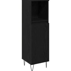 Meubelsets|Kasten & Opbergmeubelen*vidaXL Badkamer Kast 30 x 30 x 100 cm Bewerkt hout Zwart eiken