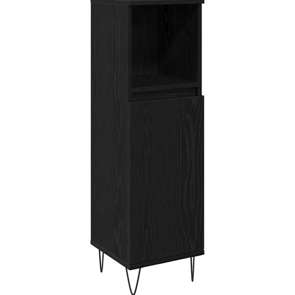 Meubelsets|Kasten & Opbergmeubelen*vidaXL Badkamer Kast 30 x 30 x 100 cm Bewerkt hout Zwart eiken