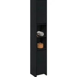 Meubelsets|Kasten & Opbergmeubelen*vidaXL Badkamer Kast 30 x 30 x 183,5 cm Bewerkt hout Zwart eiken