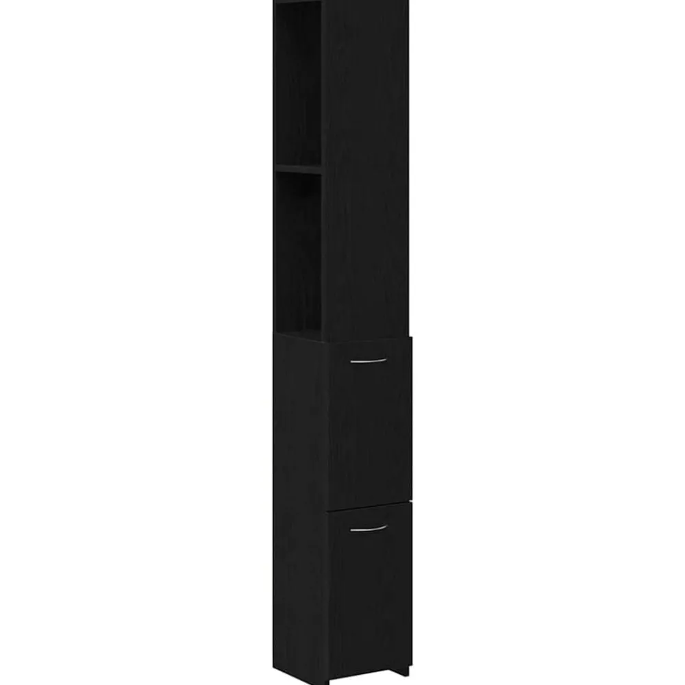 Meubelsets*vidaXL Badkamer Kast 25 x 25 x 170 cm Bewerkt hout Zwart eiken