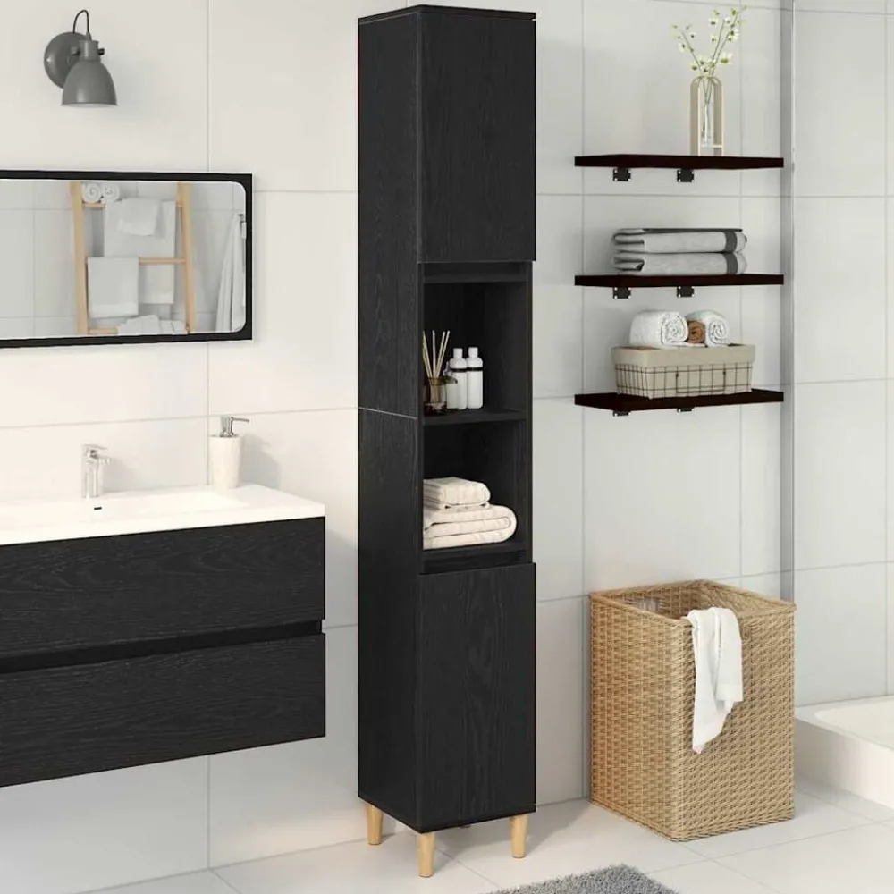 Badkamer Kast 30 x 30 x 190 cm Bewerkt hout>vidaXL Clearance