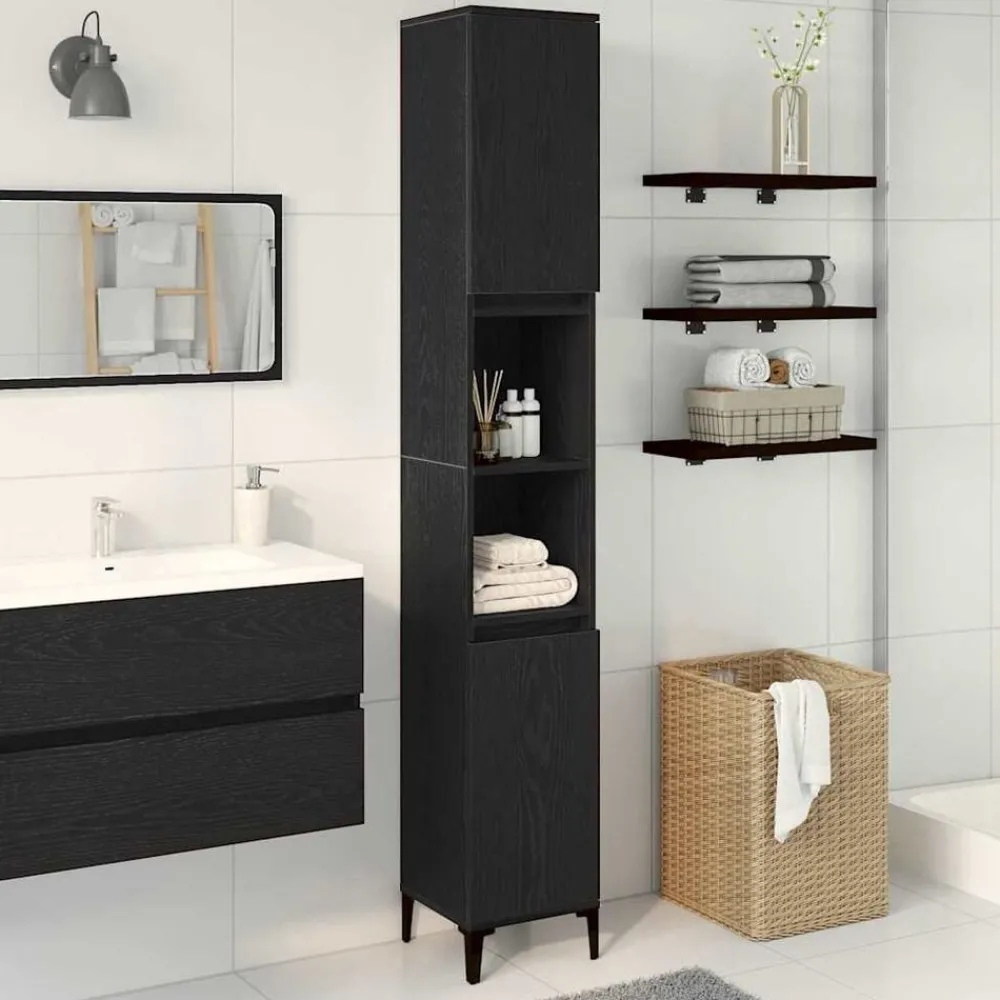 Badkamer Kast 30 x 30 x 190 cm Bewerkt hout>vidaXL Best