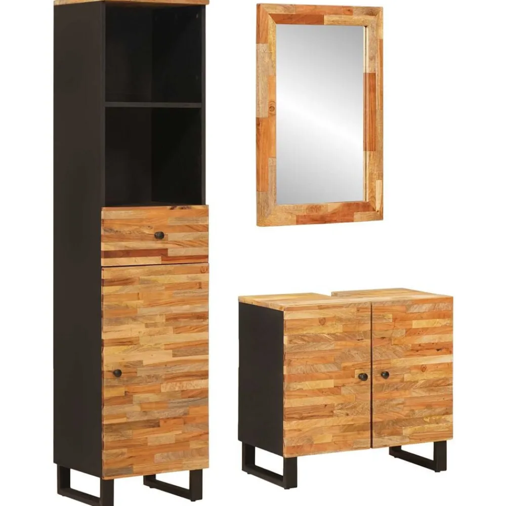 Badkamer Sets met lade met plank Naturel Massief Mango Hout>vidaXL Discount