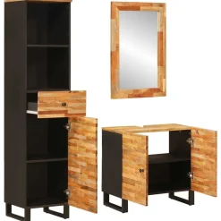Badkamer Sets met lade met plank Naturel Massief Mango Hout>vidaXL Discount