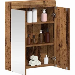 Kasten & Opbergmeubelen*vidaXL Badkamer spiegelkast met plank TULUM Oudhout 60 x 16,5 x 78 cm Oud hout