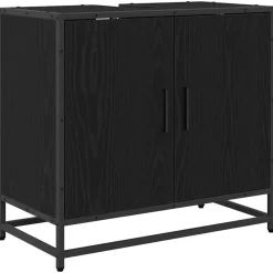 Meubelsets*vidaXL Badkamer wastafelkast 65 x 33 x 60 cm Bewerkt hout Zwart eiken