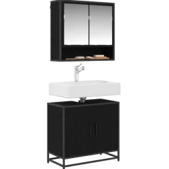 Meubelsets*vidaXL Badkamer wastafelkast 65 x 33 x 60 cm Bewerkt hout Zwart eiken