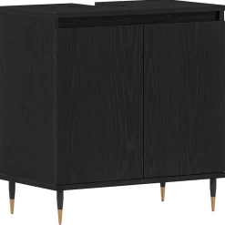 Meubelsets*vidaXL Badkamer wastafelkast 58 x 33 x 60 cm Bewerkt hout Zwart eiken