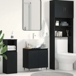 Meubelsets*vidaXL Badkamer wastafelkast 58 x 33 x 60 cm Bewerkt hout Zwart eiken