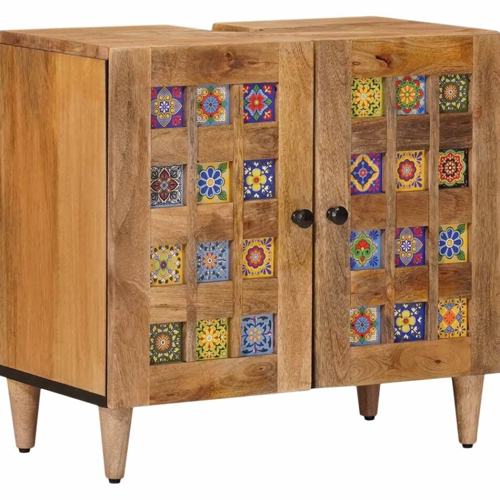 Meubelsets*vidaXL Badkamer wastafelkast met opslag 62 x 33 x 58 cm Naturel
