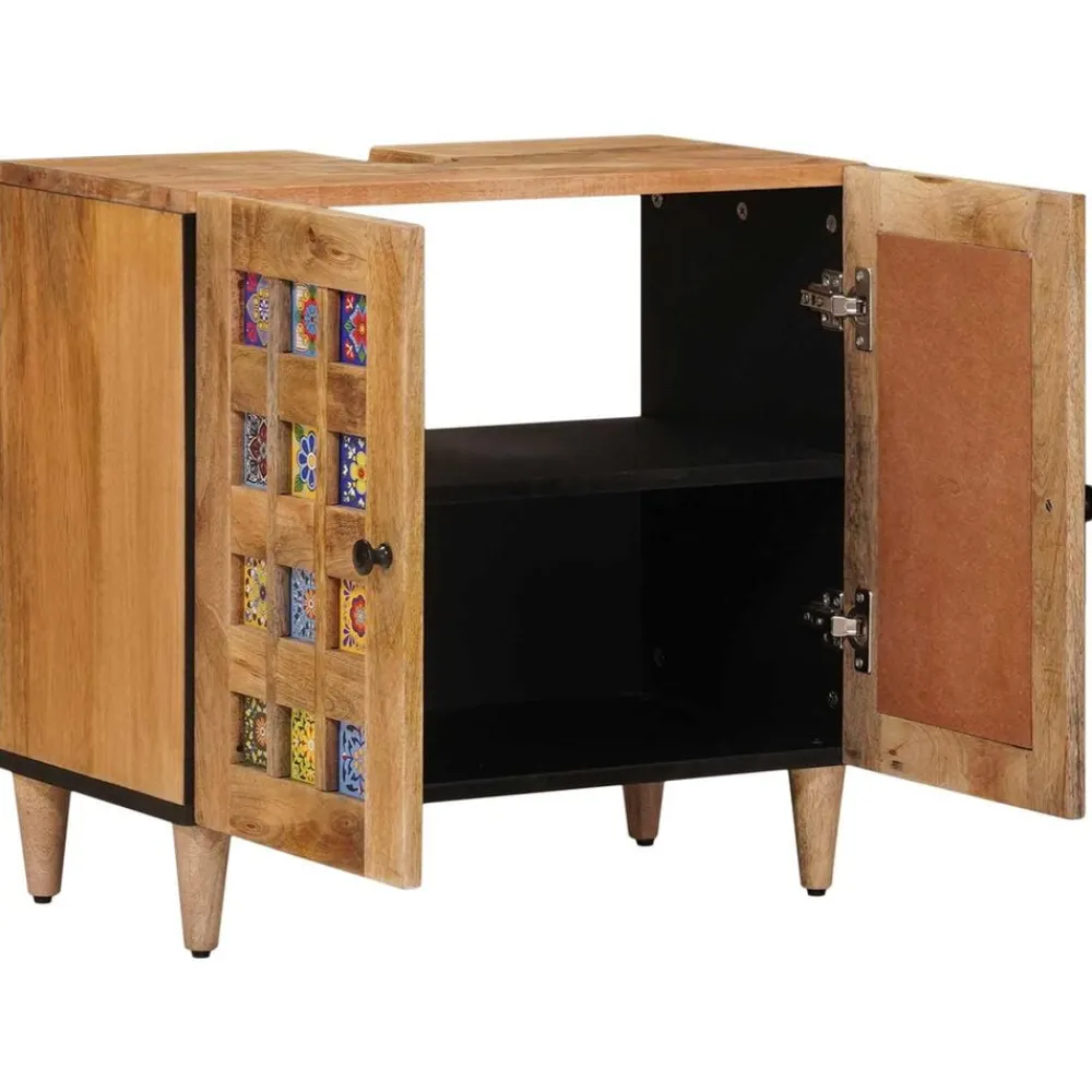 Meubelsets*vidaXL Badkamer wastafelkast met opslag 62 x 33 x 58 cm Naturel