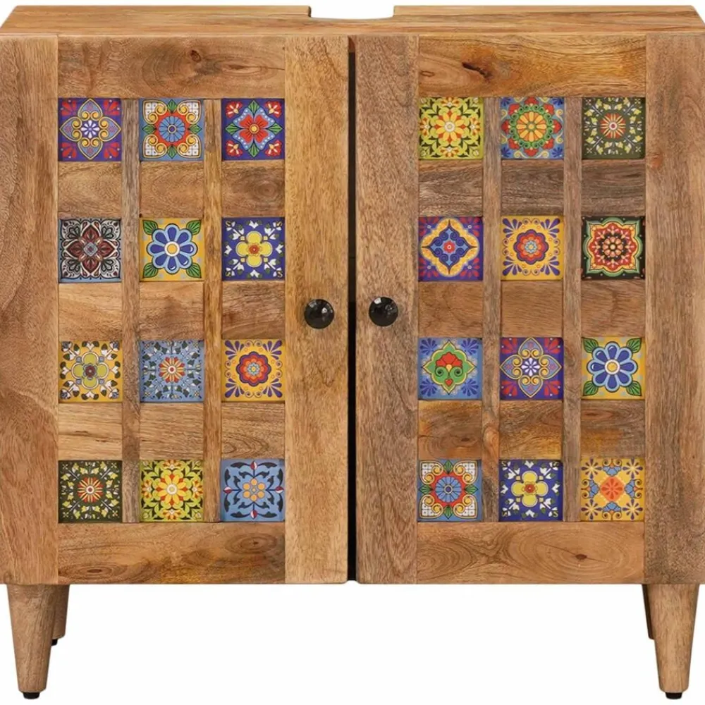 Meubelsets*vidaXL Badkamer wastafelkast met opslag 62 x 33 x 58 cm Naturel