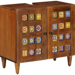 Meubelsets*vidaXL Badkamer wastafelkast met opslag 62 x 33 x 58 cm Walnotenhout