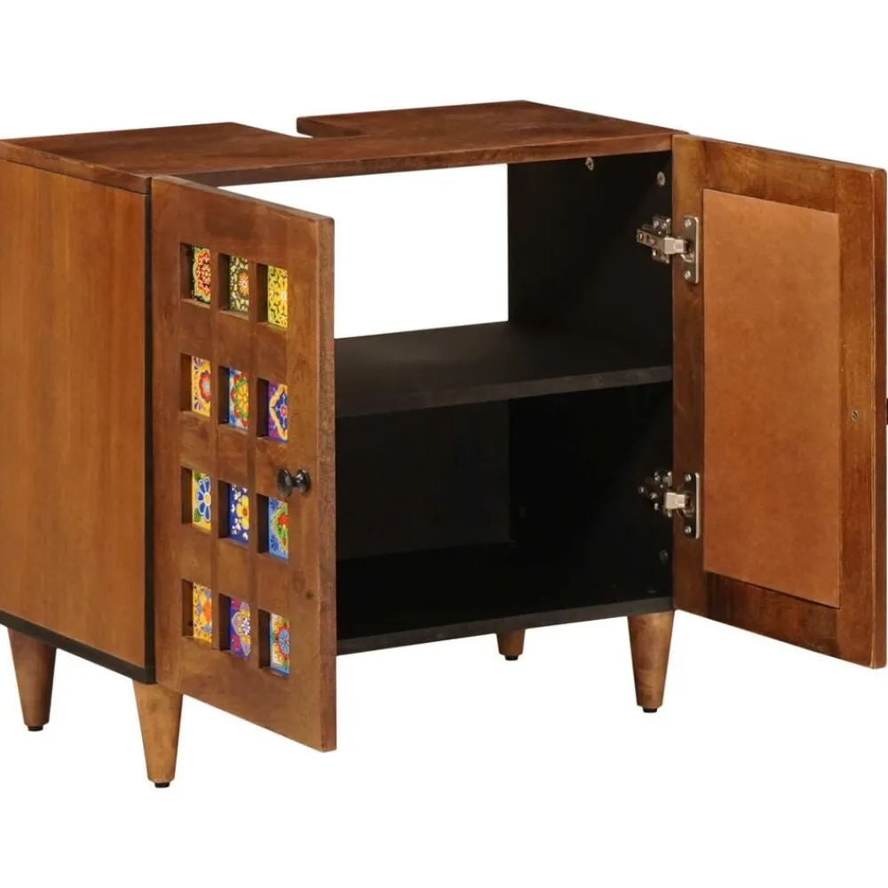 Meubelsets*vidaXL Badkamer wastafelkast met opslag 62 x 33 x 58 cm Walnotenhout