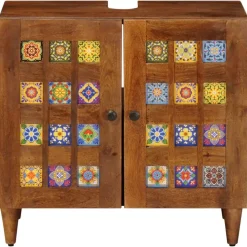 Meubelsets*vidaXL Badkamer wastafelkast met opslag 62 x 33 x 58 cm Walnotenhout