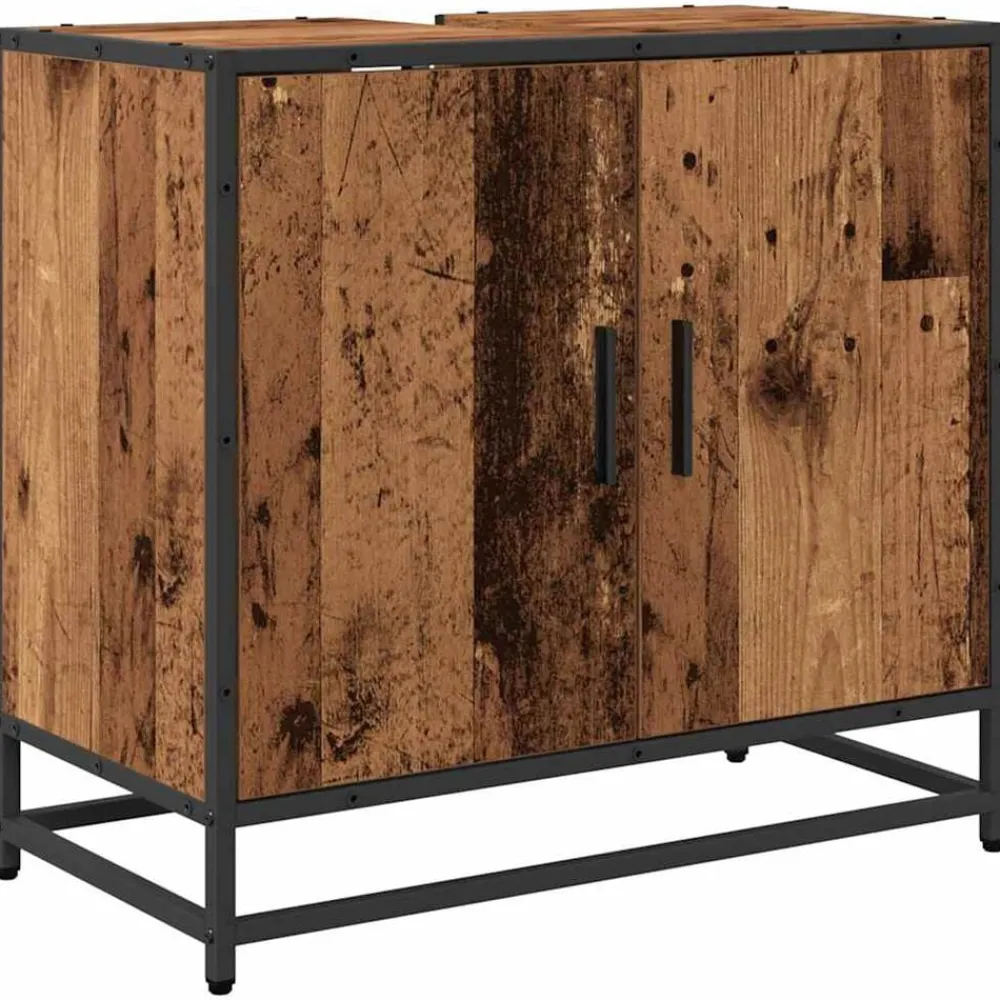 Badkamer wastafelkast 65 x 33 x 60 cm Bewerkt hout>vidaXL New