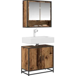 Badkamer wastafelkast 65 x 33 x 60 cm Bewerkt hout><noscript><img width=