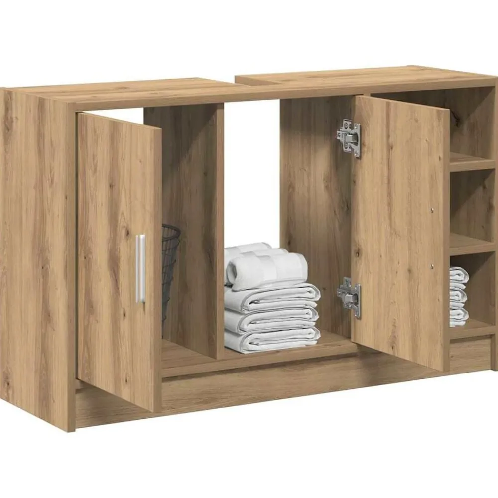 Meubelsets|Kasten & Opbergmeubelen*vidaXL Badkamerkast Artisan Eiken 90 x 29 x 55 cm Bewerkt hout artisanaal eikenkleurig