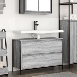 Kasten & Opbergmeubelen*vidaXL Badkamerkast met lades 90x34,5x60 cm Grijs sonoma