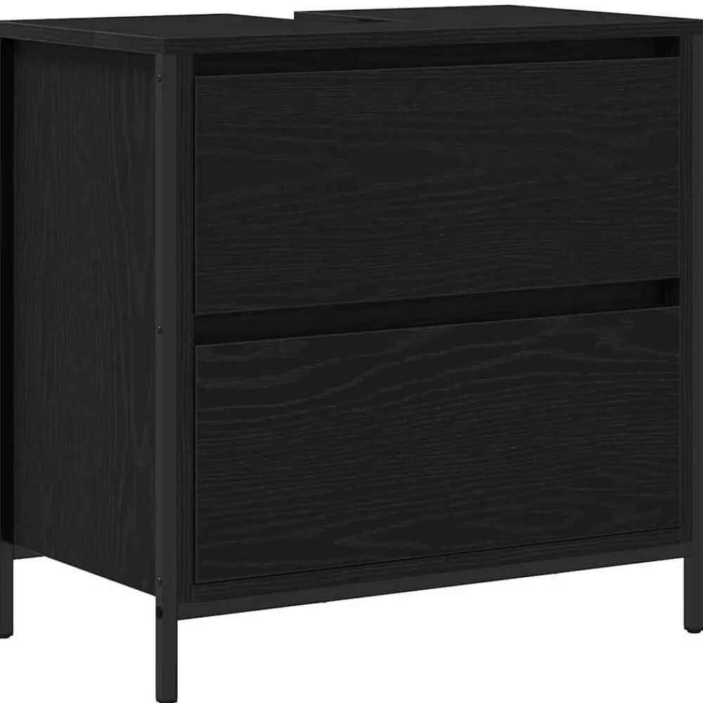 Kasten & Opbergmeubelen*vidaXL Badkamerkast met lades 60x34,5x60 cm kleurig Zwart eiken