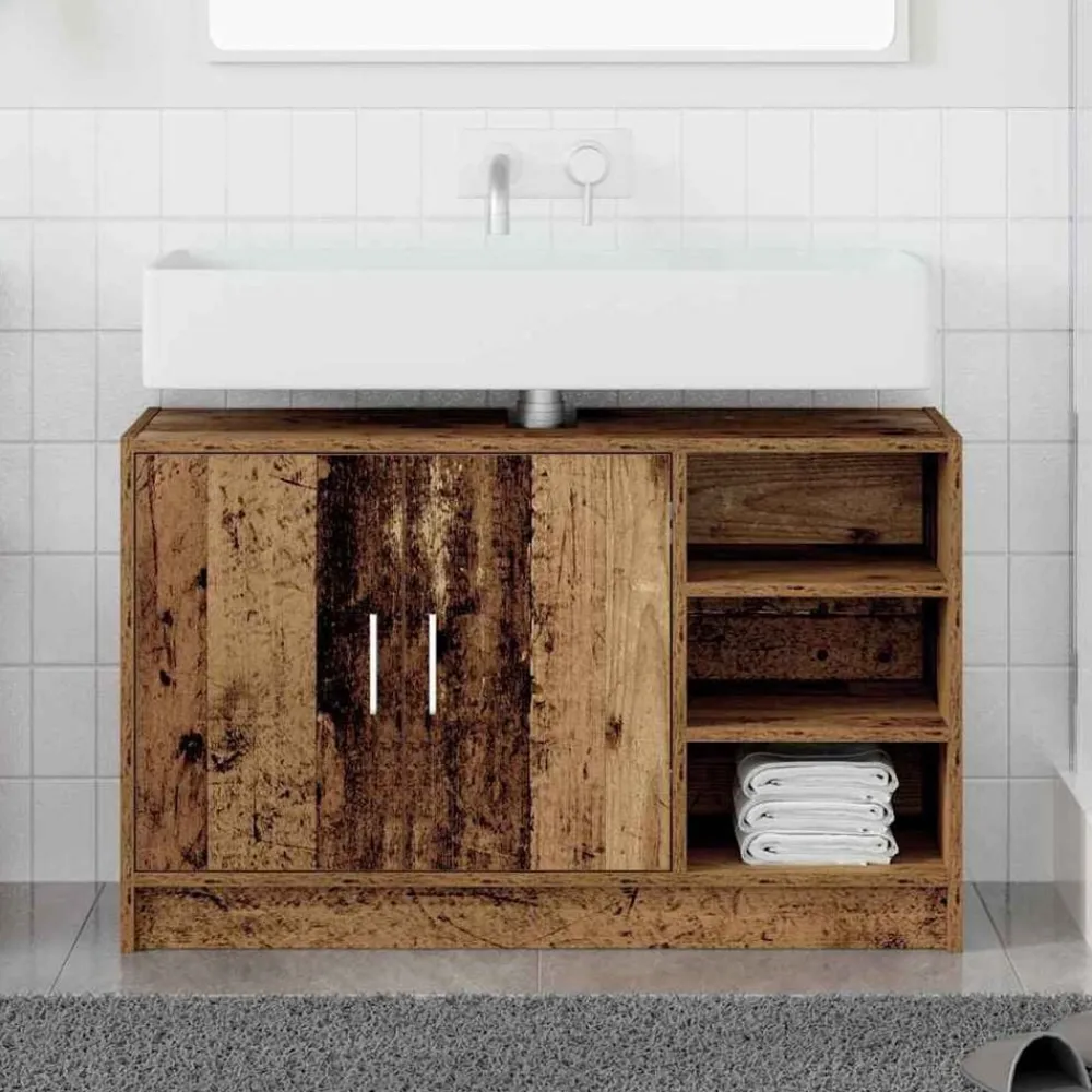 Badkamerkast met plank 90 x 29 x 55 cm Bewerkt hout>vidaXL Discount