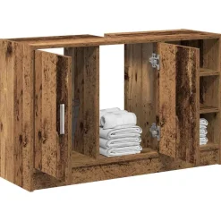 Badkamerkast met plank 90 x 29 x 55 cm Bewerkt hout><noscript><img width=
