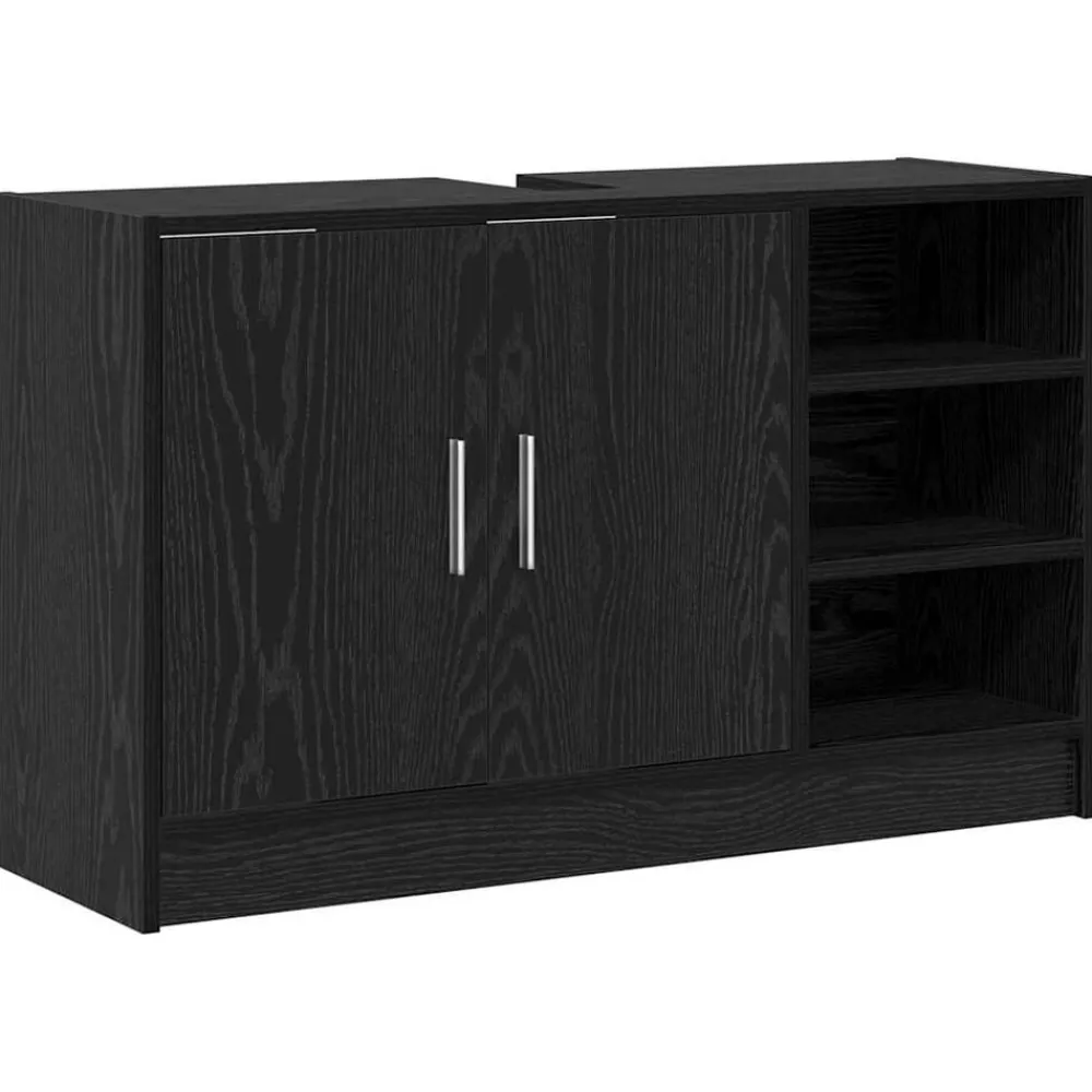 Meubelsets|Kasten & Opbergmeubelen*vidaXL Badkamerkast met plank 90 x 29 x 55 cm Bewerkt hout Zwart eiken