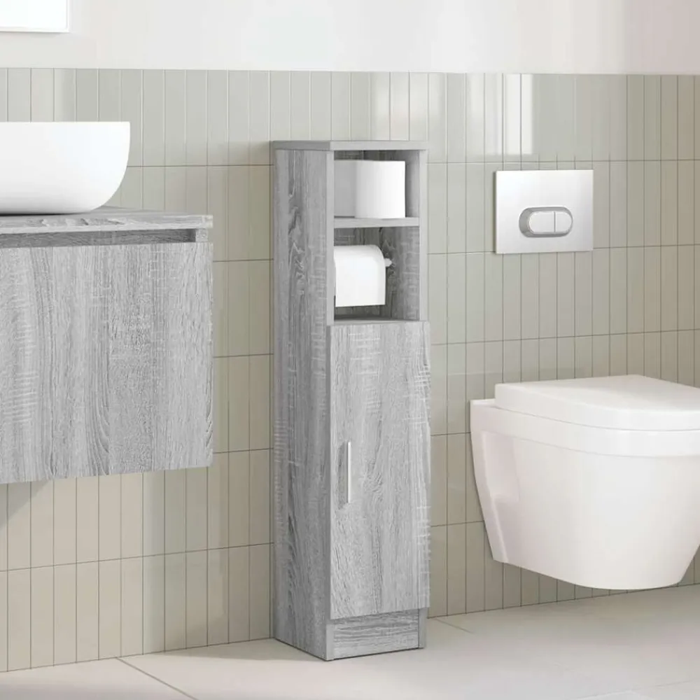 Badkamerkast met rolhouder 20,5x22x90 cm eiken>vidaXL Hot