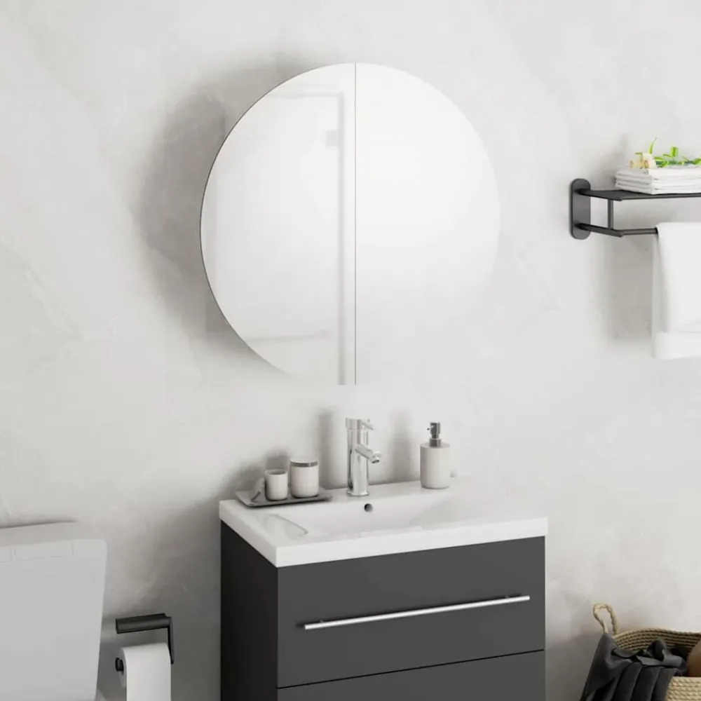 Badkamerkast met ronde spiegel en LED 40x40x17,5 cm>vidaXL Clearance