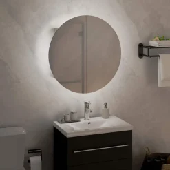 Badkamerkast met ronde spiegel en LED 40x40x17,5 cm><noscript><img width=