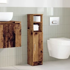 Meubelsets*vidaXL Badkamerkast met rolhouder 20,5x22x90 cm kleurig Oud hout