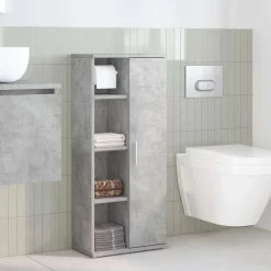 Meubelsets*vidaXL Badkamerkast met rolhouder 39x22x90 cm Betongrijs