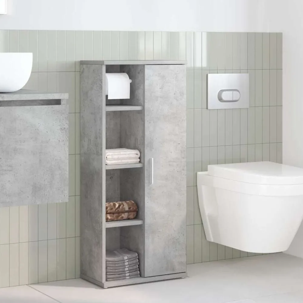 Meubelsets*vidaXL Badkamerkast met rolhouder 39x22x90 cm Betongrijs