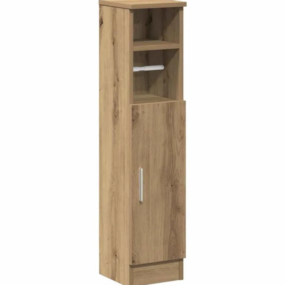 Badkamerkast met rolhouder 20,5x22x90 cm artisanaal eikenkleur>vidaXL Online