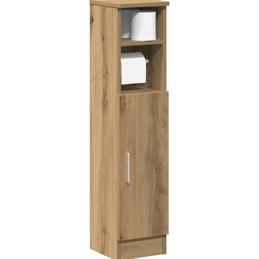 Badkamerkast met rolhouder 20,5x22x90 cm artisanaal eikenkleur>vidaXL Online