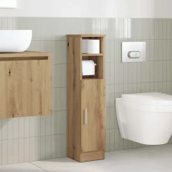 Badkamerkast met rolhouder 20,5x22x90 cm artisanaal eikenkleur><noscript><img width=