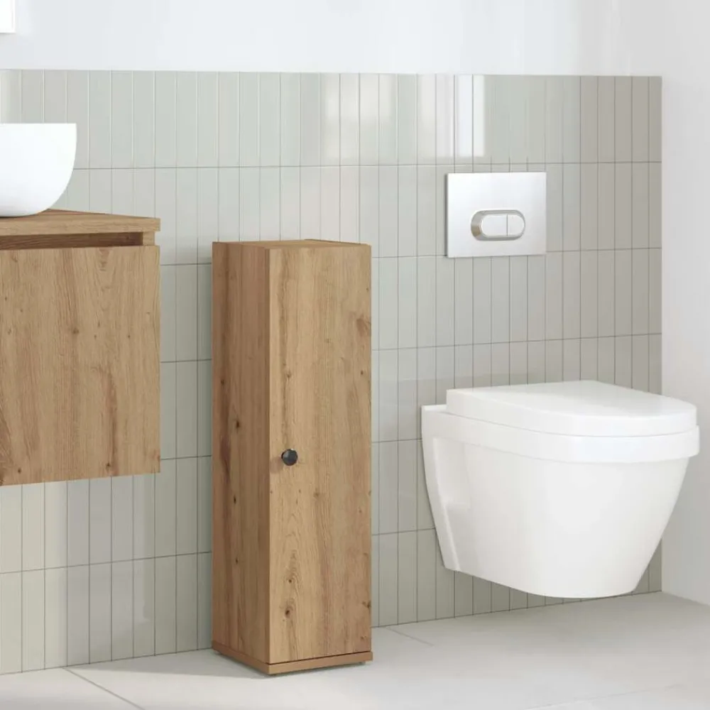 Badkamerkast met rolhouder 20,5x22x72 cm artisanaal eikenkleur>vidaXL Hot