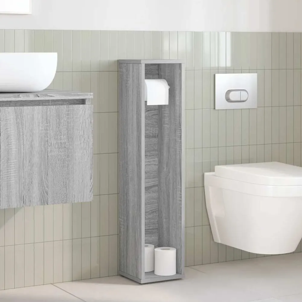 Meubelsets*vidaXL Badkamerkast met rolhouder 20,5x20x90 cm Grijs sonoma