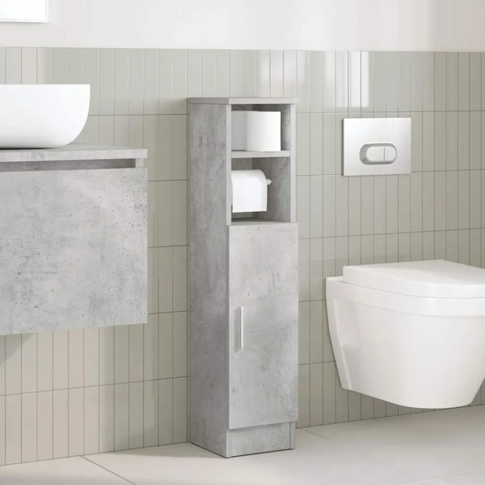 Meubelsets*vidaXL Badkamerkast met rolhouder 20,5x22x90 cm Betongrijs