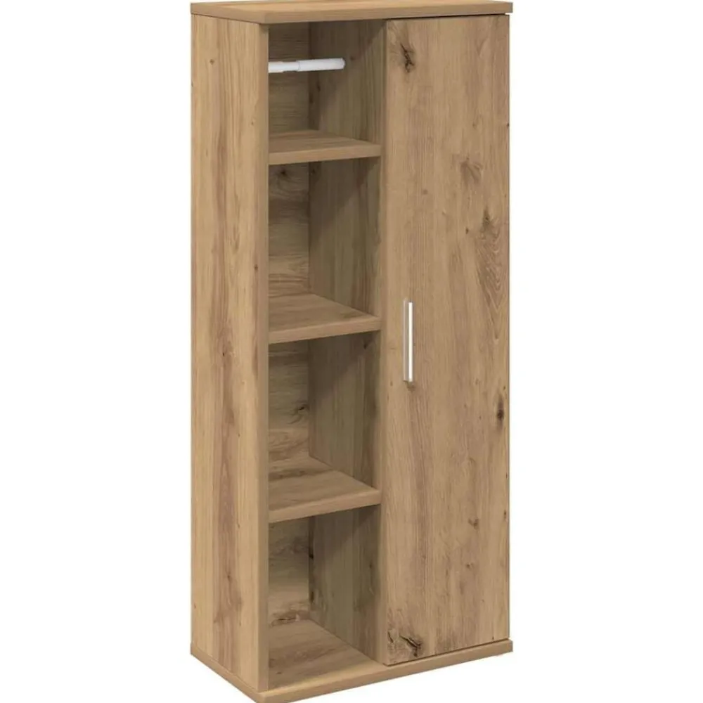 Badkamerkast met rolhouder 39x22x90 cm artisanaal eikenkleur>vidaXL Discount