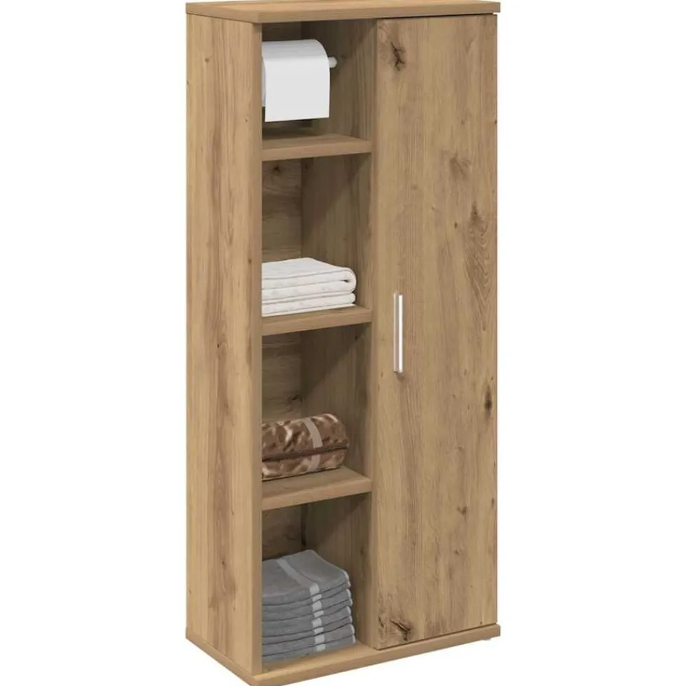 Badkamerkast met rolhouder 39x22x90 cm artisanaal eikenkleur>vidaXL Discount