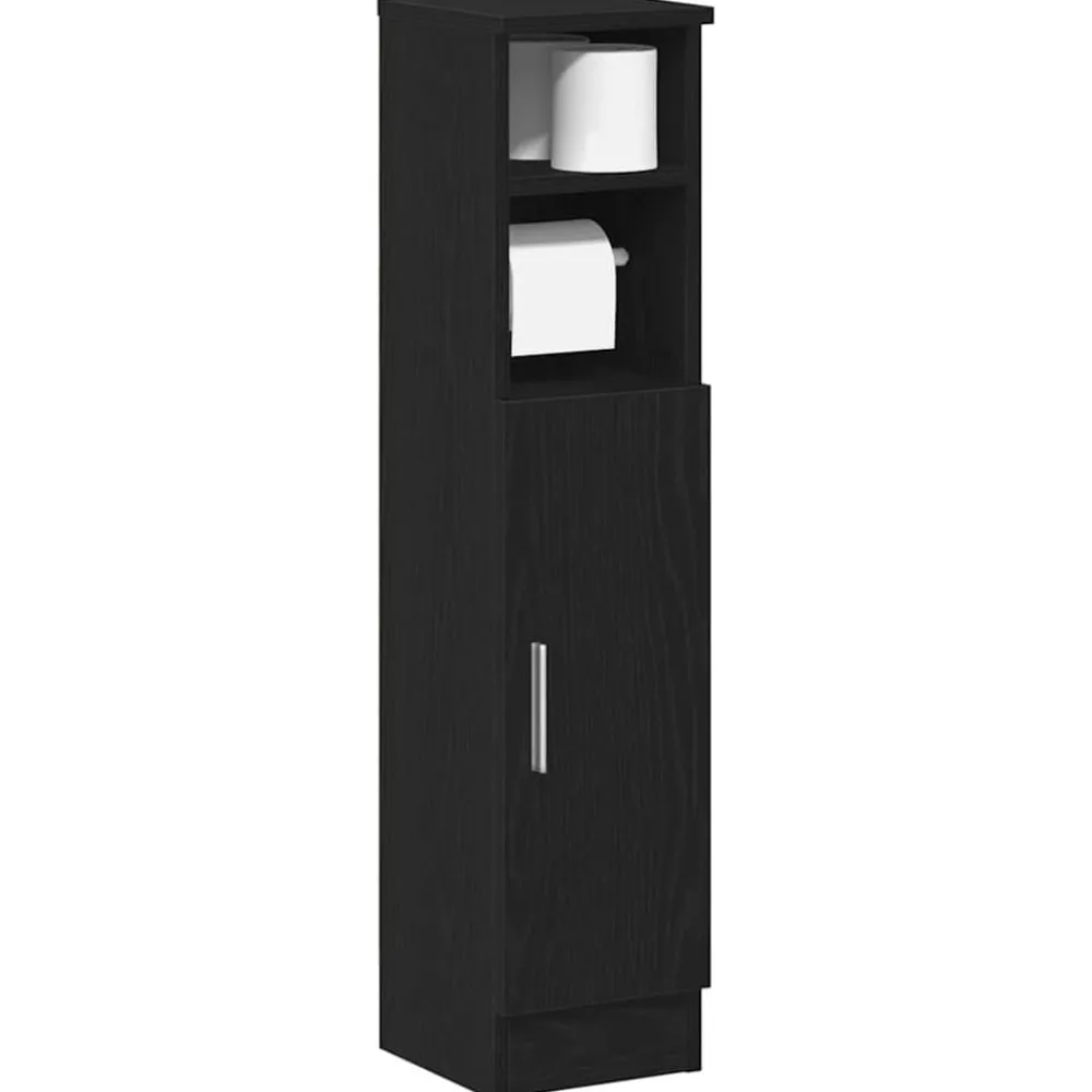 Meubelsets*vidaXL Badkamerkast met rolhouder 20,5x22x90 cm Zwart