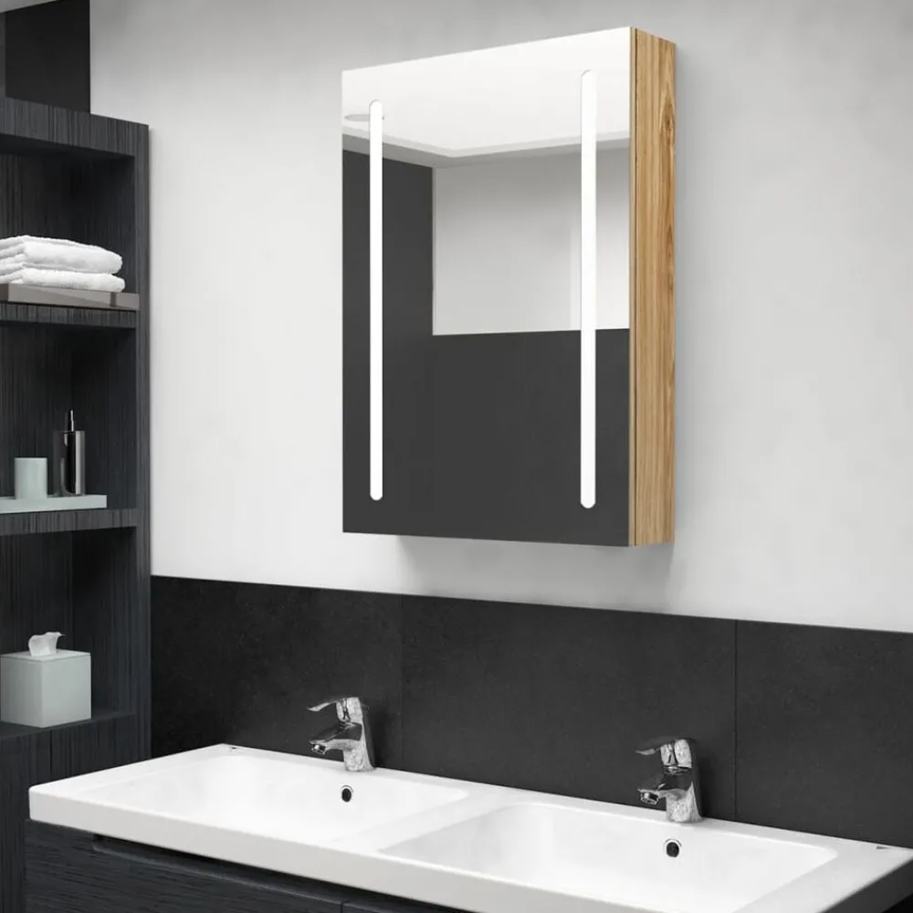 Badkamerkast met spiegel en LED 50x13x70 cm kleurig>vidaXL Outlet