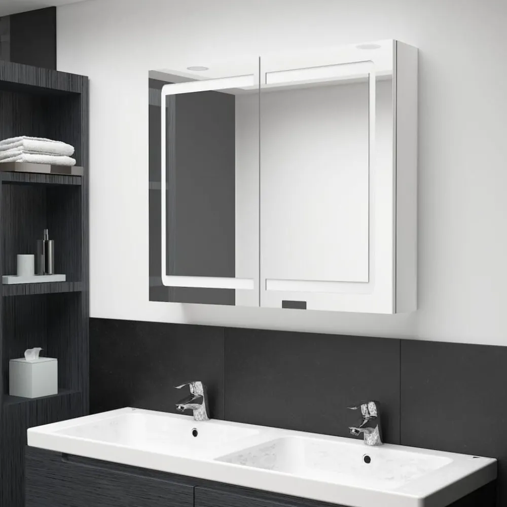 Badkamerkast met spiegel en LED 80x12x68 cm>vidaXL Best