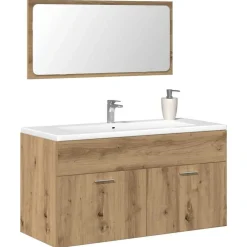 Meubelsets*vidaXL Badkamerkast met spiegel bewerkt hout artisanaal eikenkleurig